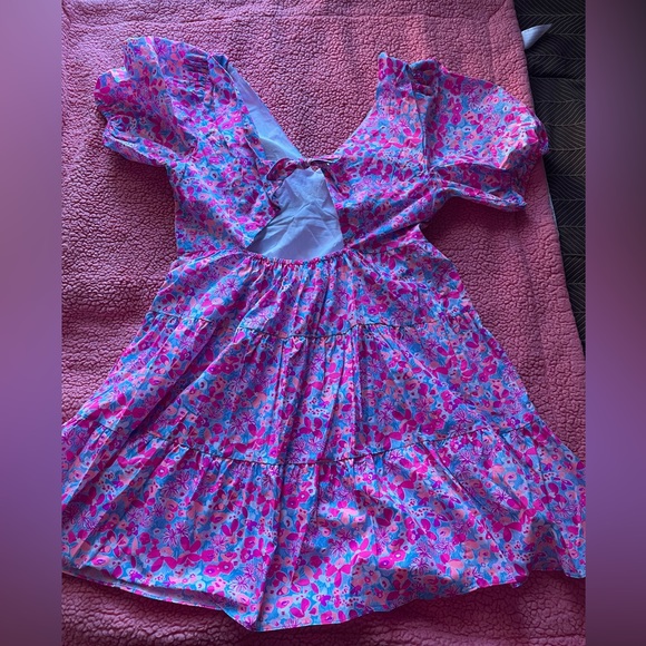 NWT Lilly Pulitzer Nalani Short Sleeve Cotton Dress- 16- Aura Pink Baby Bloomer - Picture 6 of 7